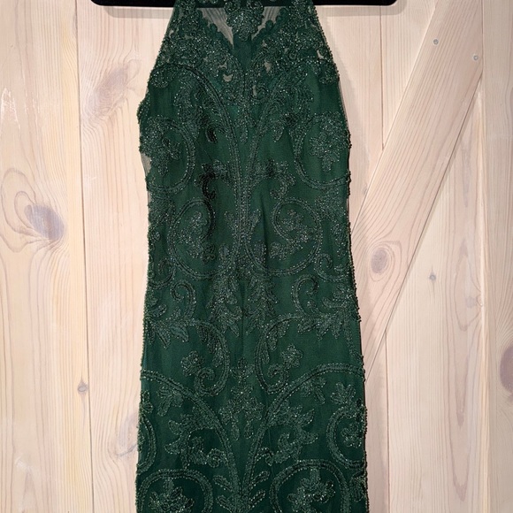 Windsor Deep Green Beaded High-Neck Dress - Picture 1 of 3